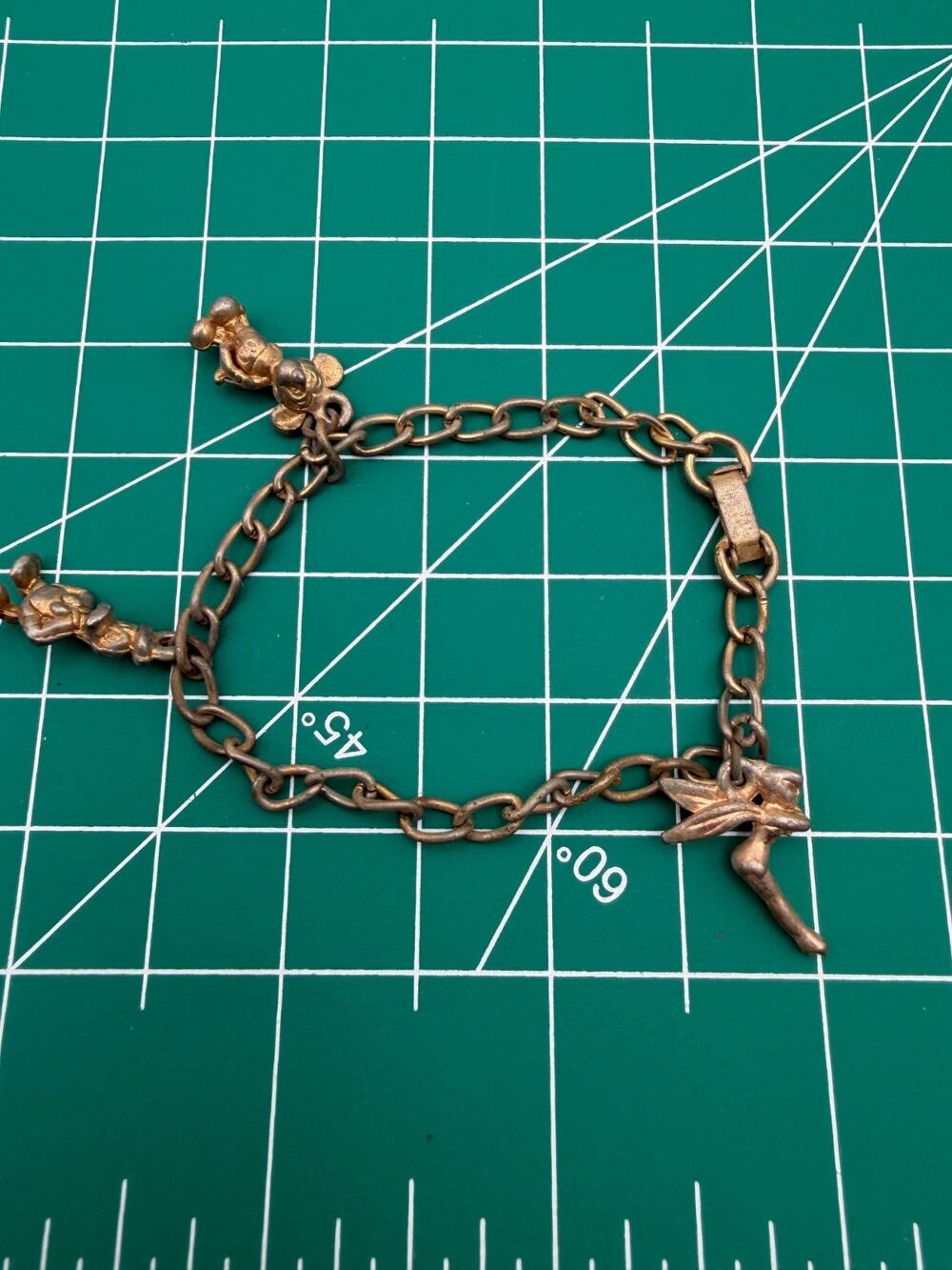 Vtg Disney Character Charm Bracelet Tinkerbell Donalld Duck Mickey